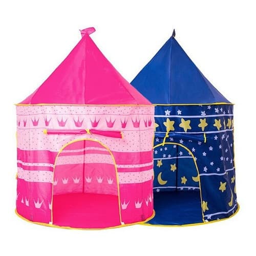 Barraca Infantil Dobrável Tenda Castelo Das Princesas Cabana tem azul rosa