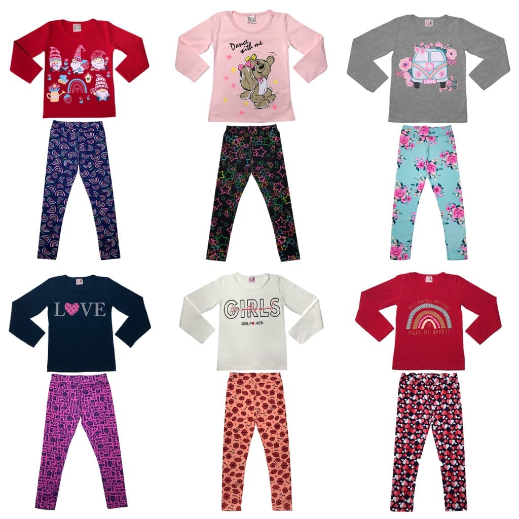 Kit Conjuntos Infantil Legging + Blusa Infantil Feminina Leg para Menina Promoção Sortidos