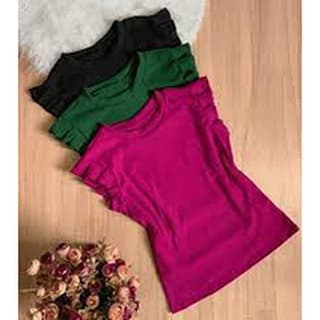 Kit 3 Blusas Manga babado blogueira Plus Size