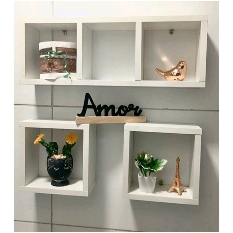 Nicho Decoração, quarto, cozinha e banheiro.. MDF 15mm, Branco kit com 4 pcs