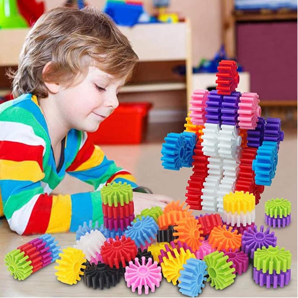 Blocos de Montar Brinquedo Infantil Educativo 84 Pçs Brinquedo de Encaixar Plakt