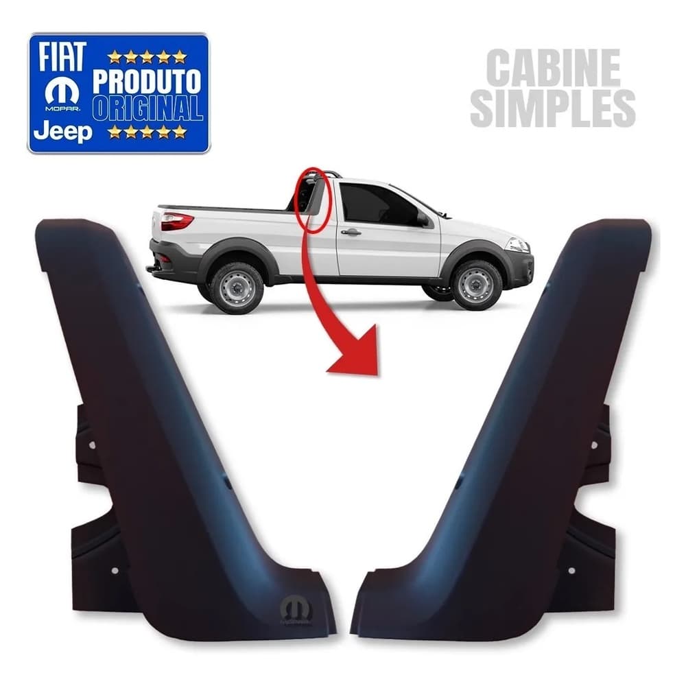 Moldura Acabamento Cabine Strada Working 2014 a 2020 Cabine Simples Original Fiat Mopar 100208709 100208685