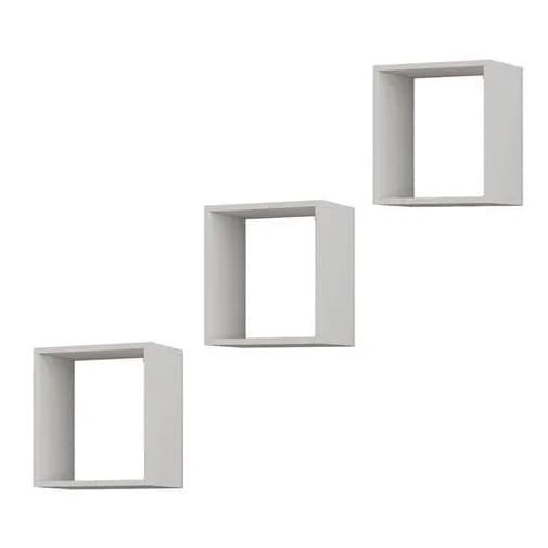 3 Nichos Quadrado Quarto Parede Branco 30x30x10 Mdf