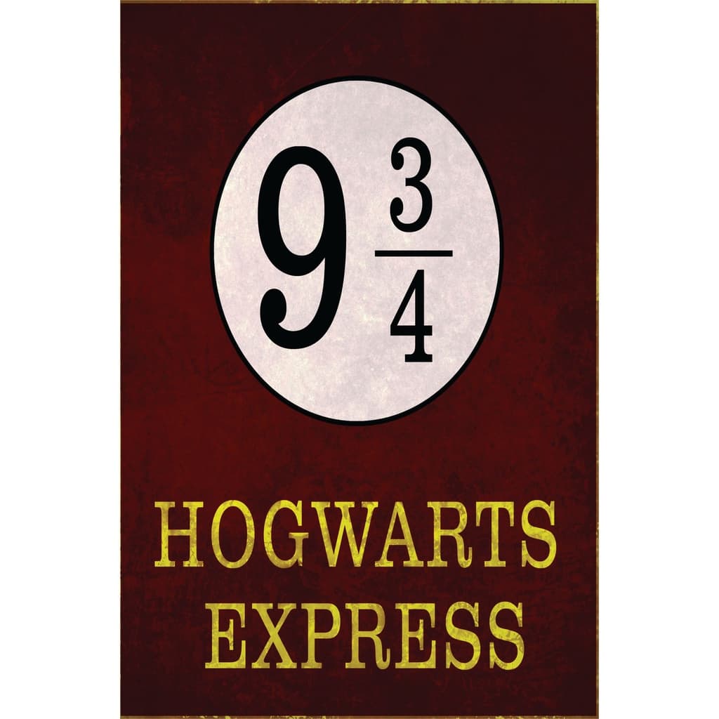 Placa Decorativa Harry Potter Estação 9 3/4  20 cm X 28,5cm / 30cm X 42cm em MDF 3mm