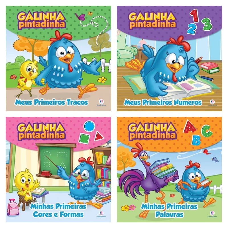 kit de 4 livros infantis com animais divertidos traços números palavras formas e cores