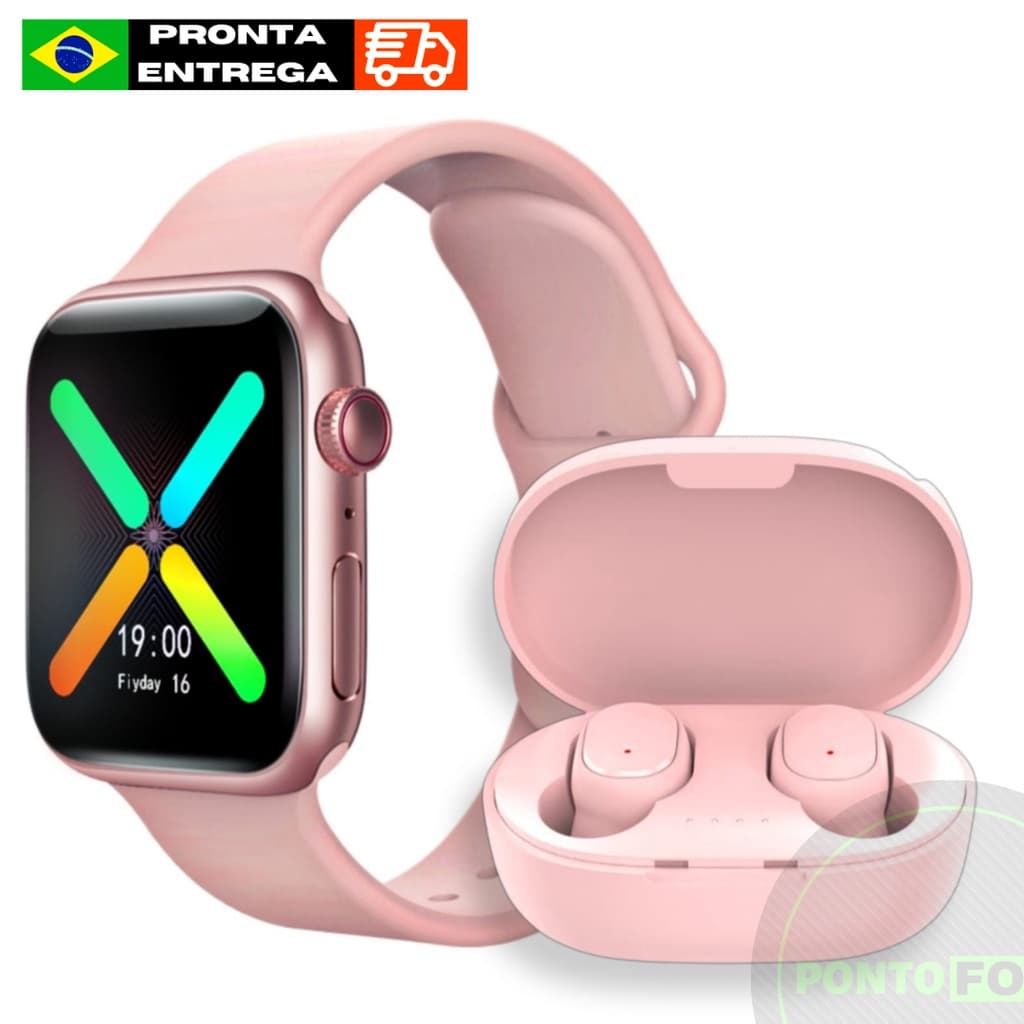 SmartWatch IWO X8 + Fone Sem Fio A6S Kit Relógio e Fone de Ouvido e  Whatch 7 / 8 para Android IOS