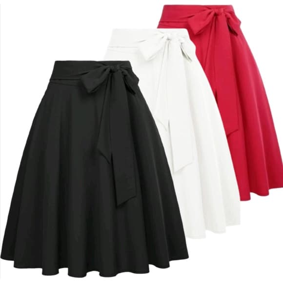 Saia midi gode envelope com laço moda envangelica feminina