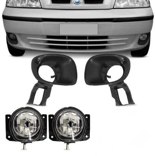 Kit PAR Farol Milha Palio/Siena G2 2001 a 2007 + Moldura Do Farol De Milha