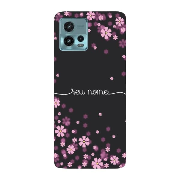 Capinha para Moto G72 Anti Impacto Personalizada - Flores Lilás com nome