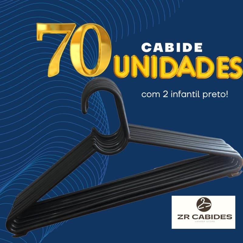 Cabide de Roupa Preto Adulto kit com 70 unidades com kit de 2 unidades de cabide infantil preto