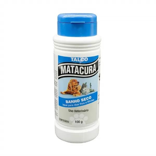 Talco Matacura Banho Seco para Cachorro e Gato e Filhotes 100g