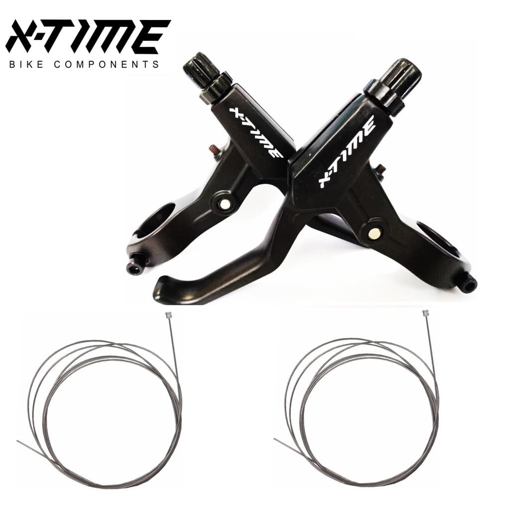 Kit 2 Manetes de Freio Dois Dedos Bicicleta Mtb Mecânico Disco V-Brake Cabos de Aços X-time