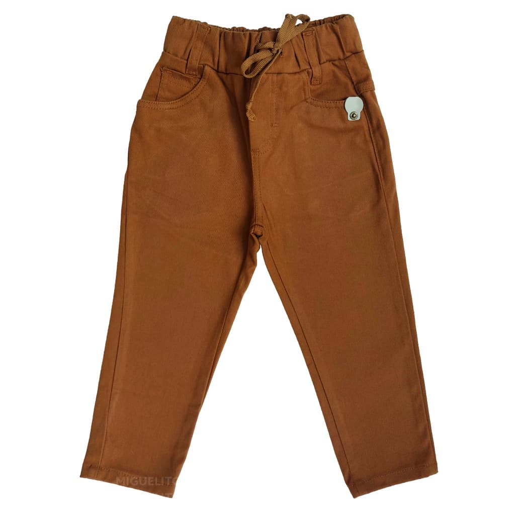 Calça Sarja Masculina Infantil Com Elastano Marrom Infantil