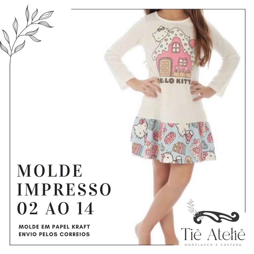 MOLDE EM PAPEL KRAFT DE CAMISOLA INFANTIL MANGA LONGA PARA COSTURA MODELAGEM EM PAPEL KRAFT