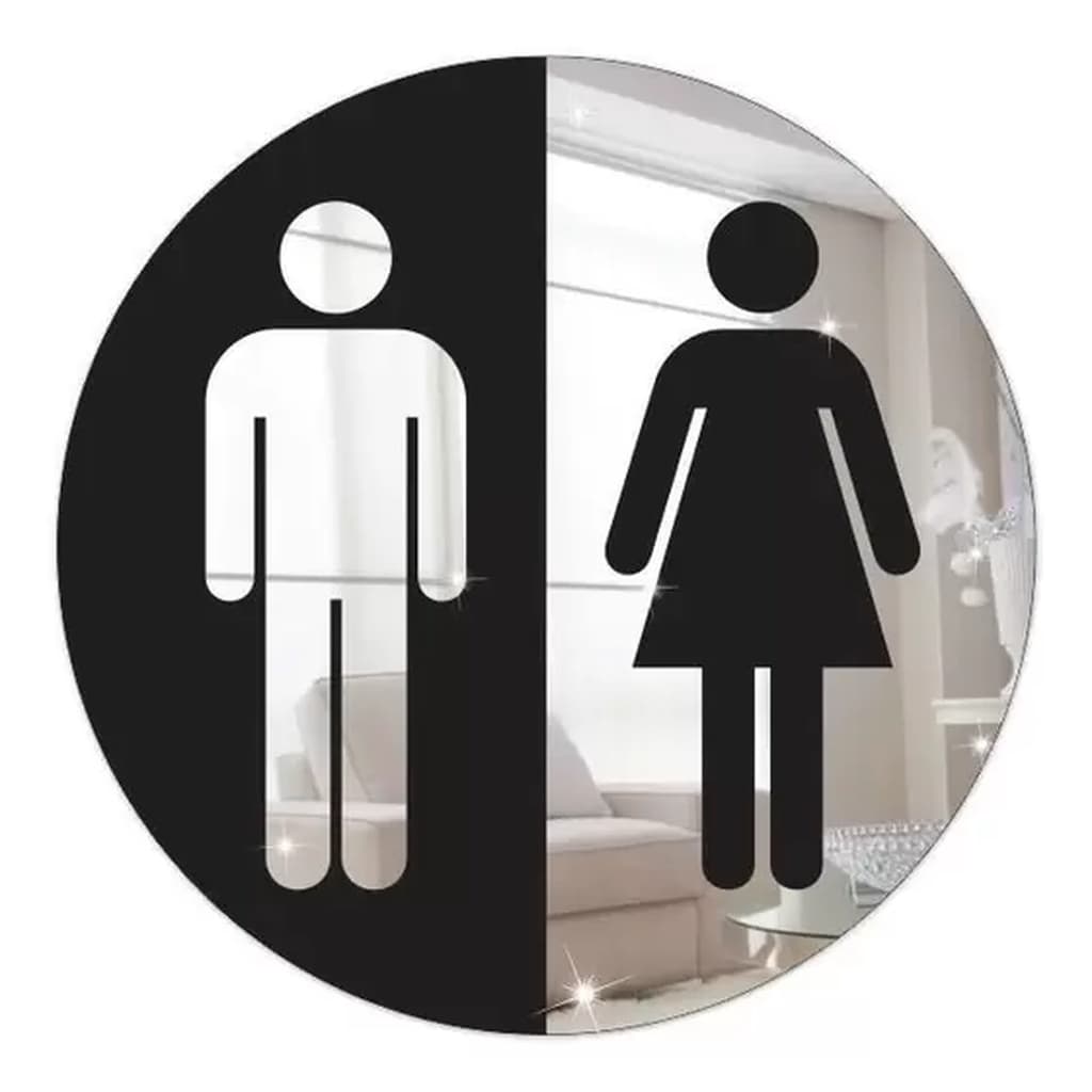 Espelho Decorativo Sinalização Banheiro Acrílico Unissex