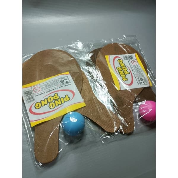 Kit Ping Pong Infantil 2 Raquetes + 1 Bolinha Lembrancinha Festa Inmetro