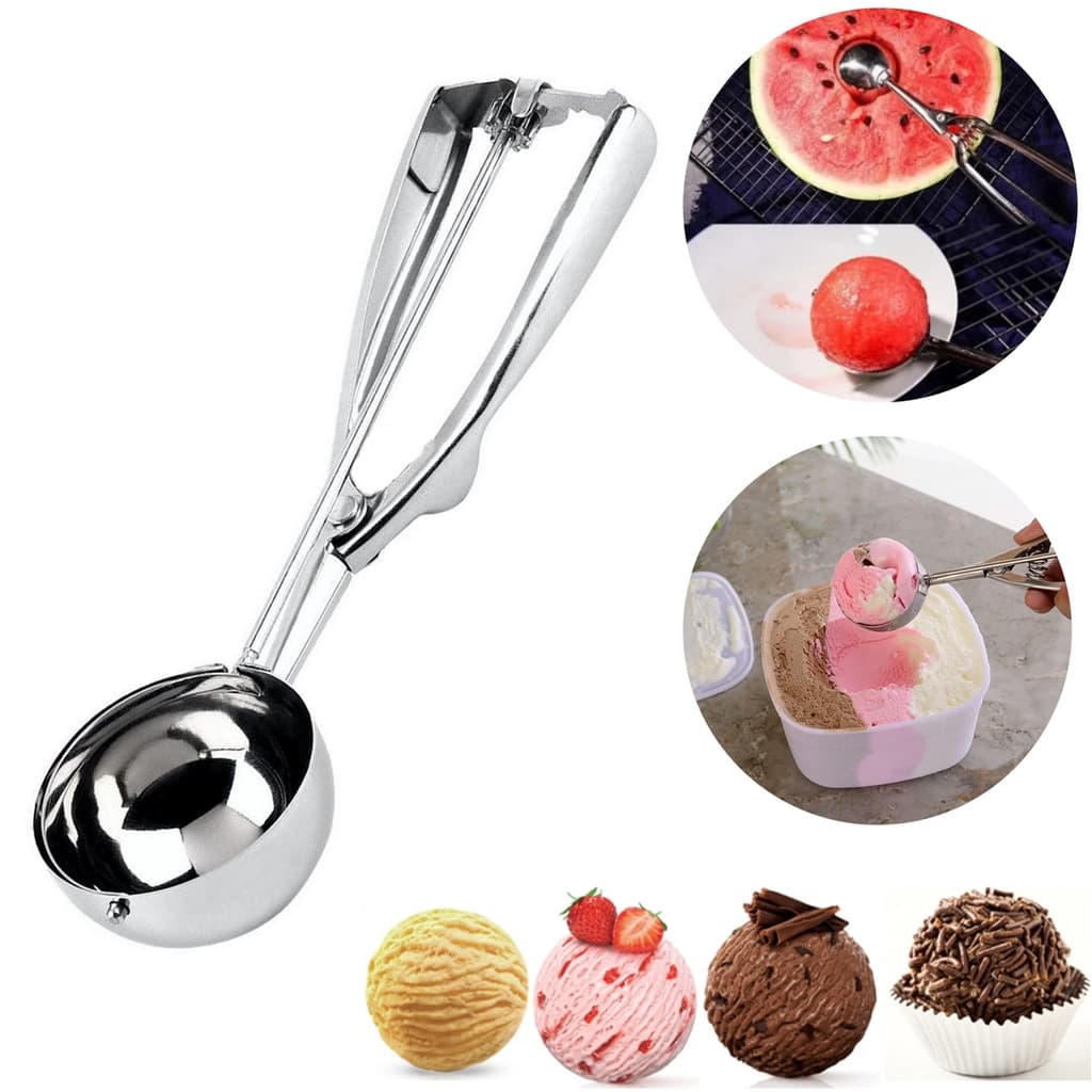 Colher Para Sorvete Pão De Queijo Concha C/ Ejetor 23cm Inox