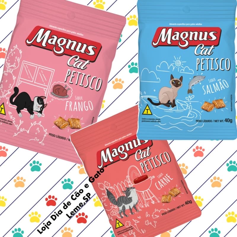 Kit 5 a 20 pacotes 40g - Petisco MAGNUS CAT para Gatos - Party Mix