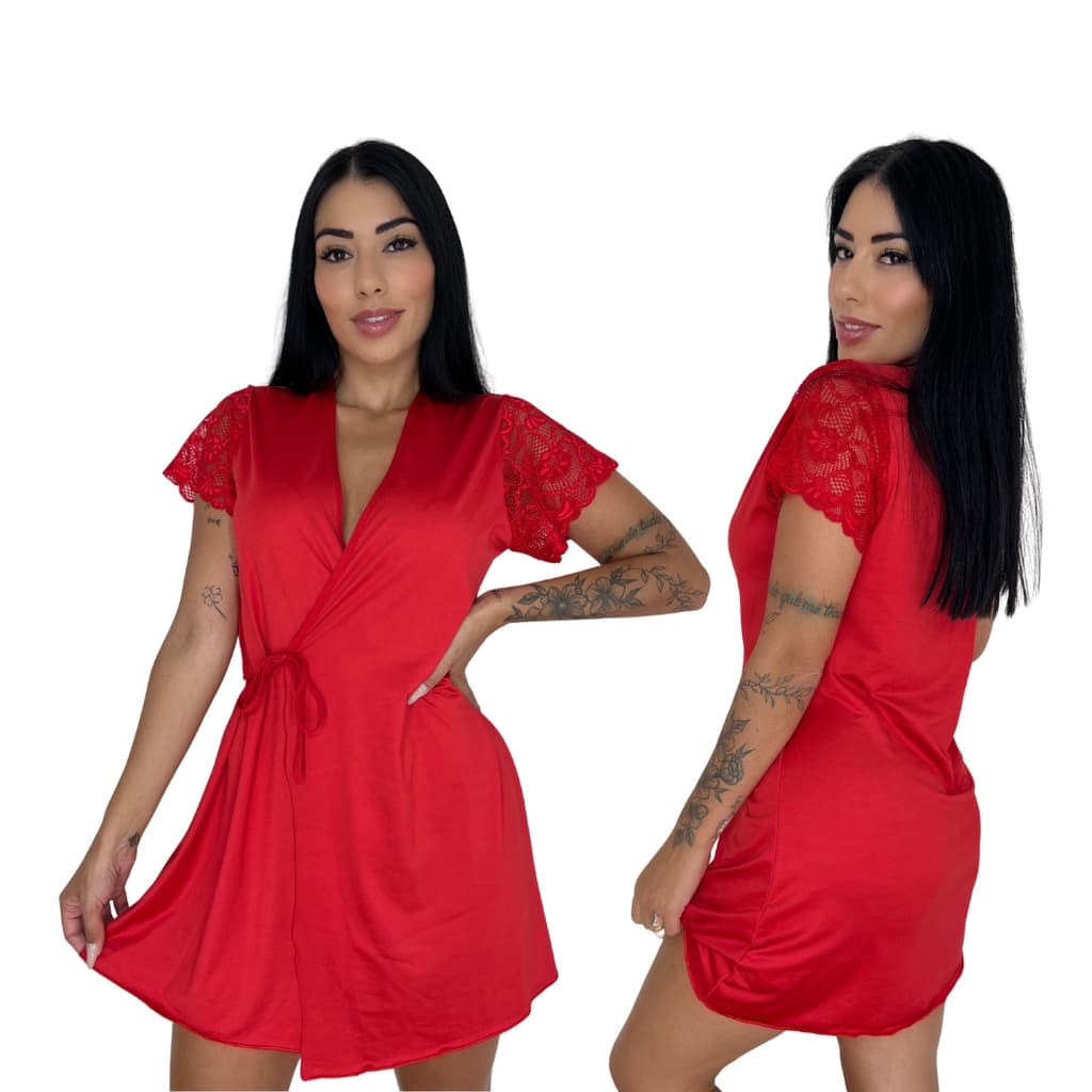 Robe Luxo Confortável com Renda Sensual saída Maternidade roupão robie hobby roby linha noite LIT MODAS 1703