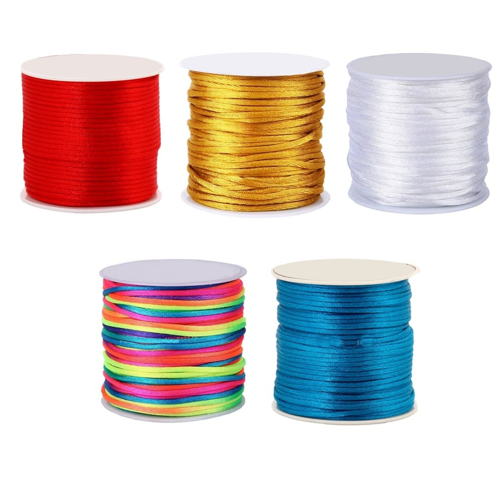 Kit Fio Seda Multicolorido Cordão 1mm Cetim Rabo De Rato Artesanato Chaveiros Tranças Fio Acetinado