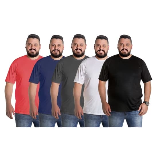 Kit 5 Camisetas Masculina Plus Size Camisa Tamanho Grande Básica Premium Oferta