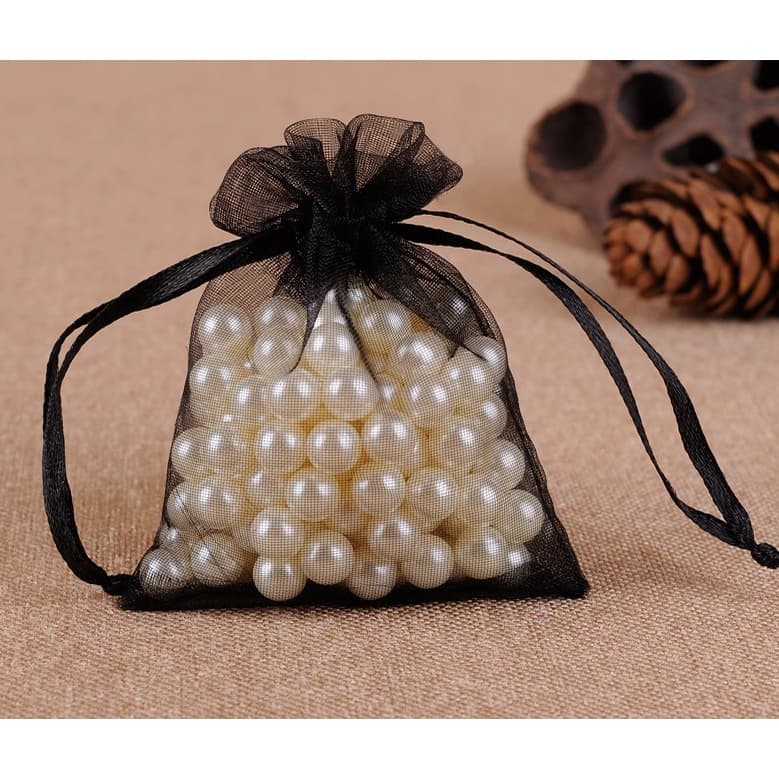 50 saquinho de organza 9x12cm Preto