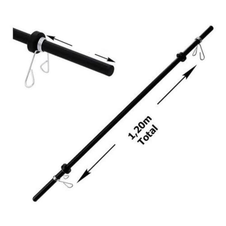 Barra Body Pump 1,20m Musculação Treino Academia + 02 Presilhas