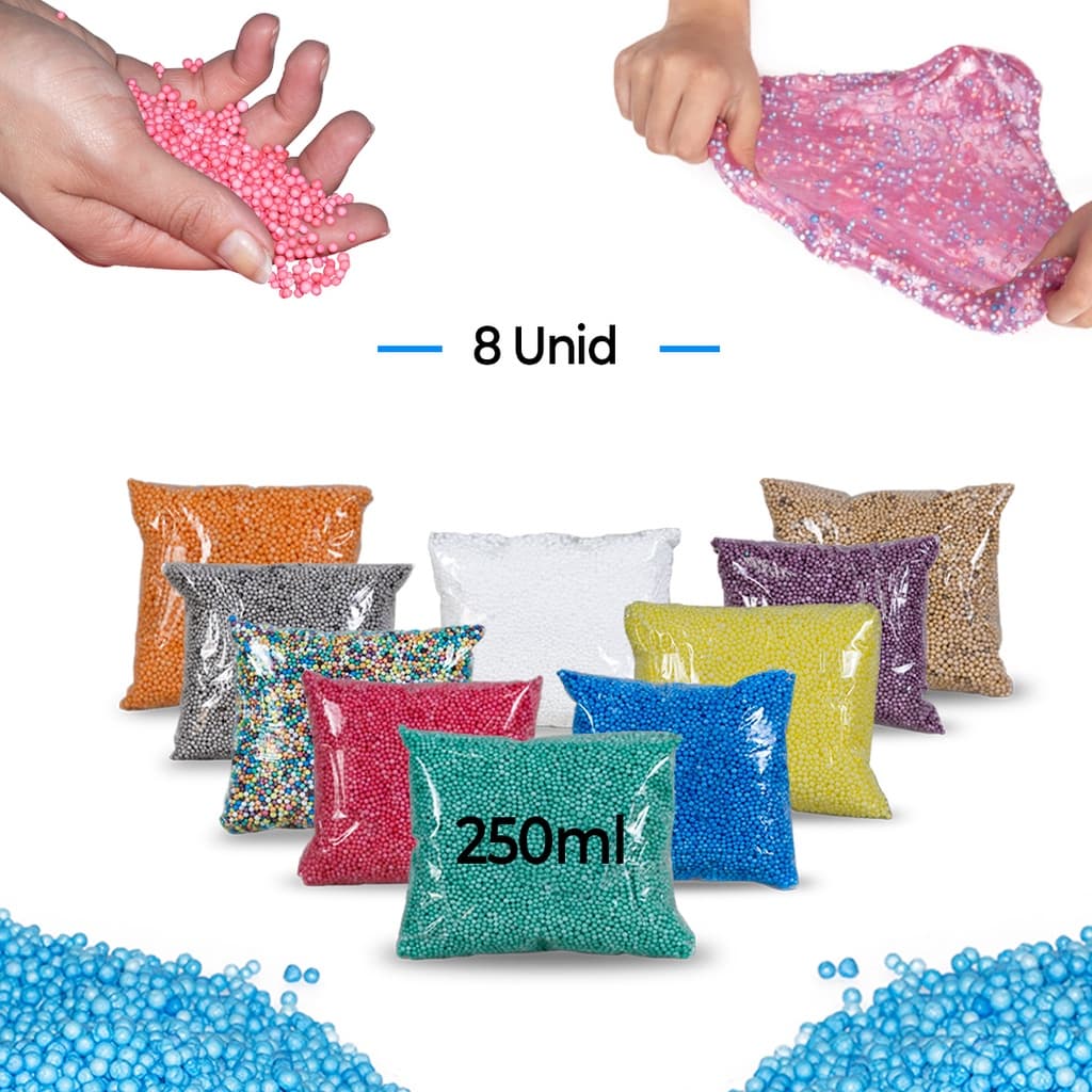 8 x 250ml Isopor(perola)bolinha Slime Puff Artesanato Colorido
