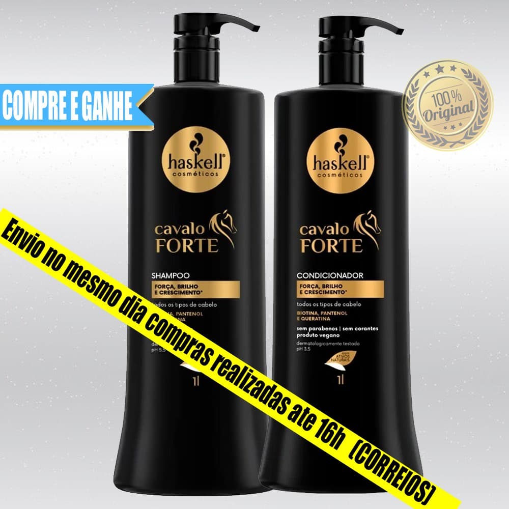 Kit Haskell Cavalo Forte Sh. Cond. 1 Litro - Crescimento Capilar