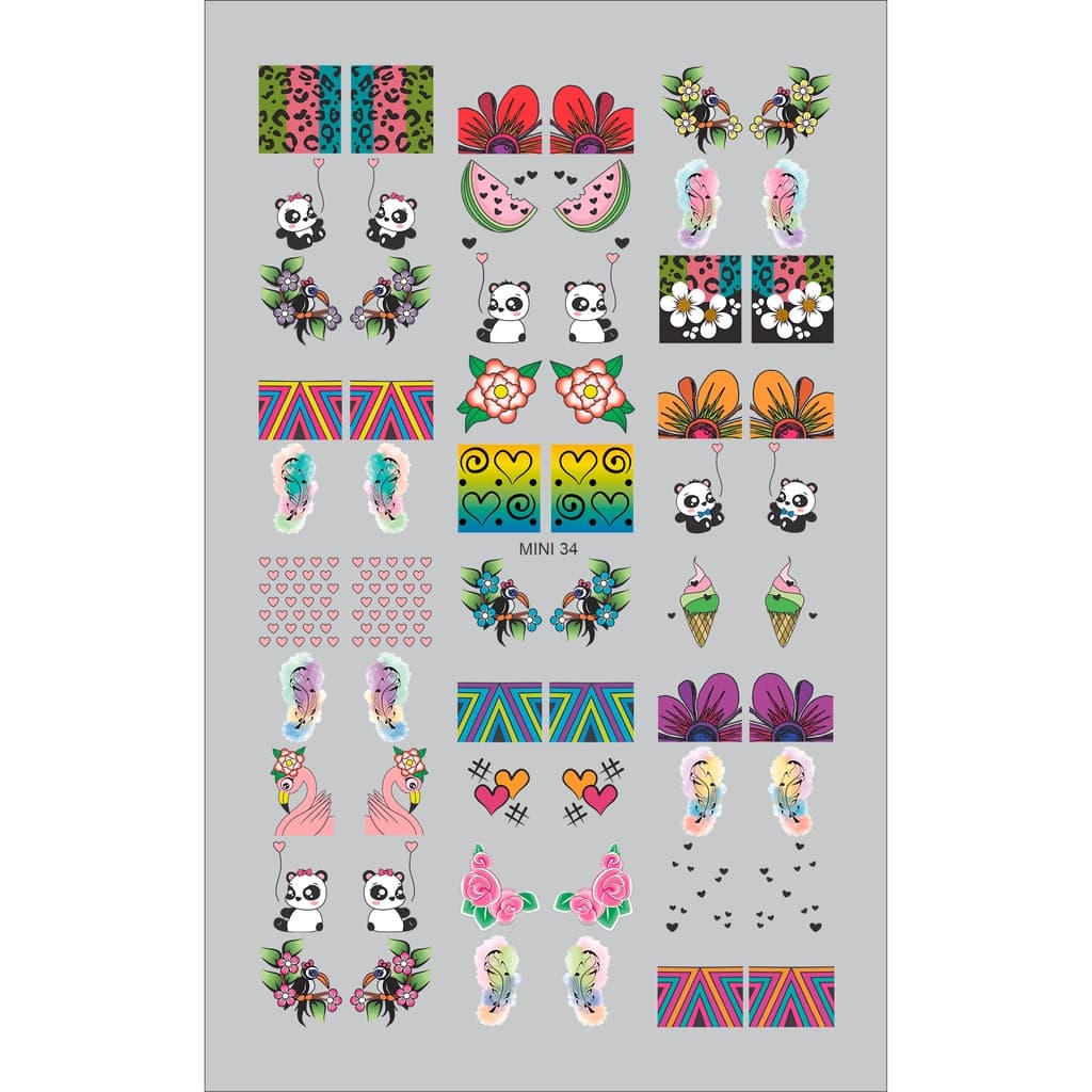 60 Adesivos de Unha 3D Variados PRÉ PRONTO - modelo MINI 34