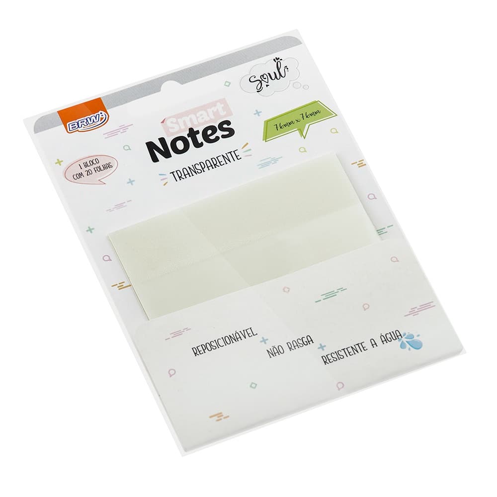 Bloco Adesivo Transparente BRW Smart Notes Soul 76x76mm