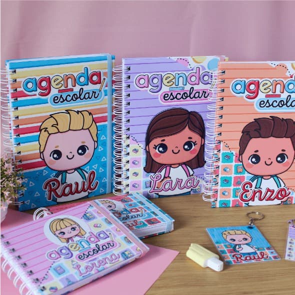 Agenda escolar Mascotinho menino e menina