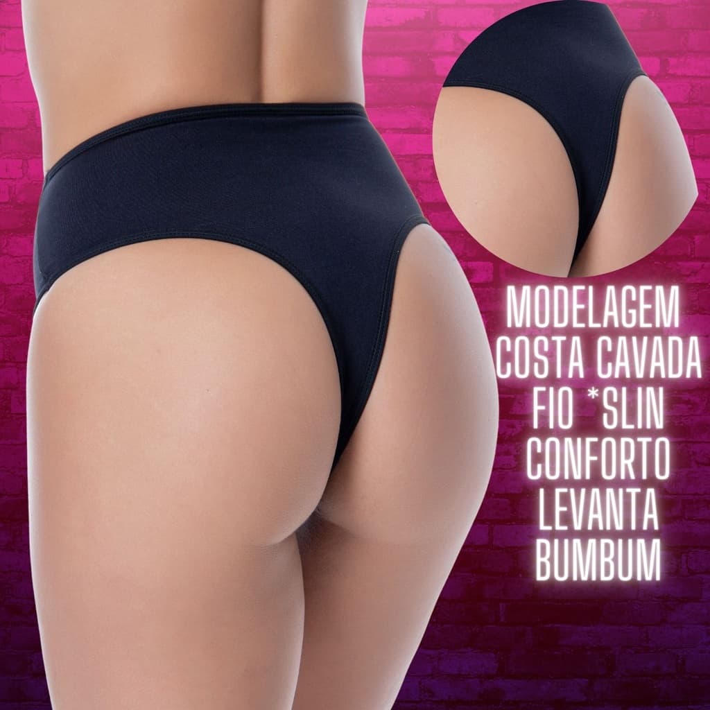 KIT 5 CALCINHAS POWER FITNESS  FIO CINTURA ALTA  COS FRENTE  DUPLA AJUDA SEGURA BARRIGA ENVIO IMEDIATO