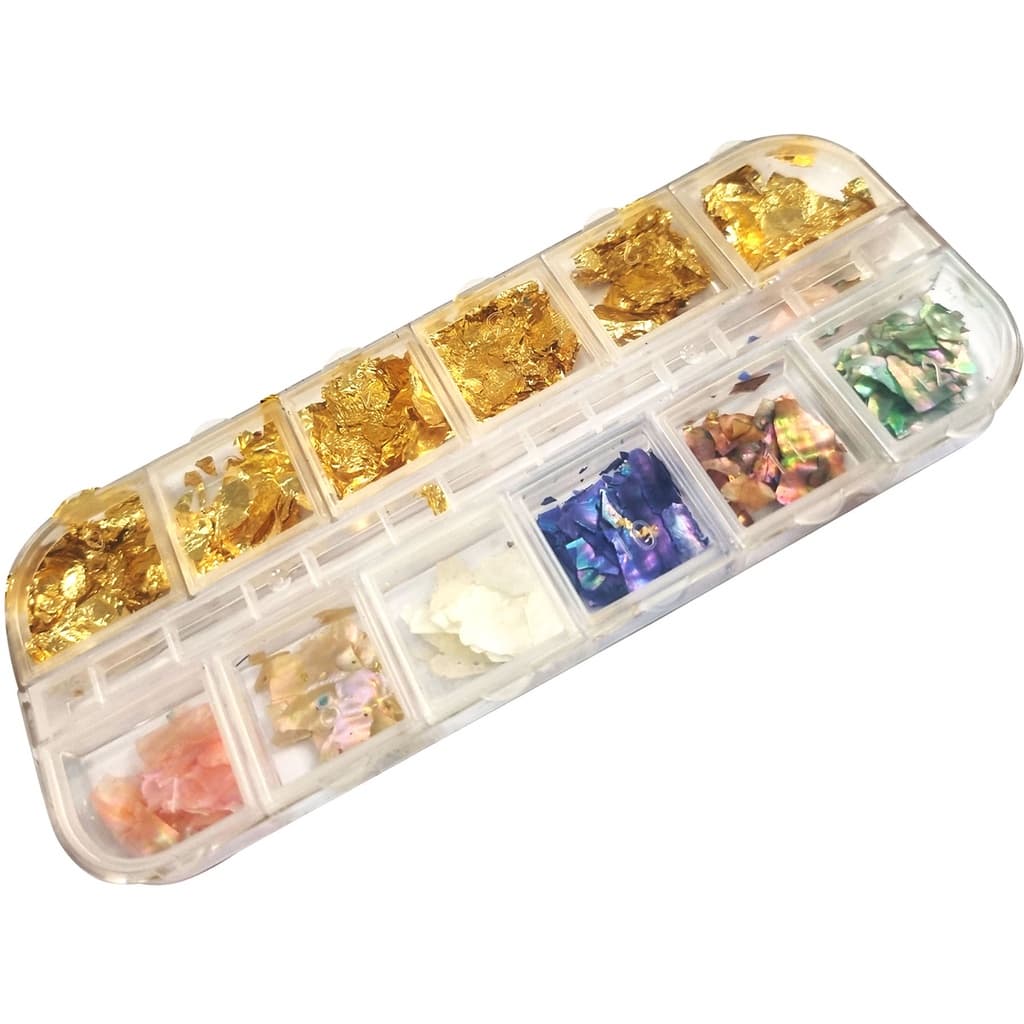 12 Madrepérola Encapsulamento e Aluminio Dourado Rosé Unhas