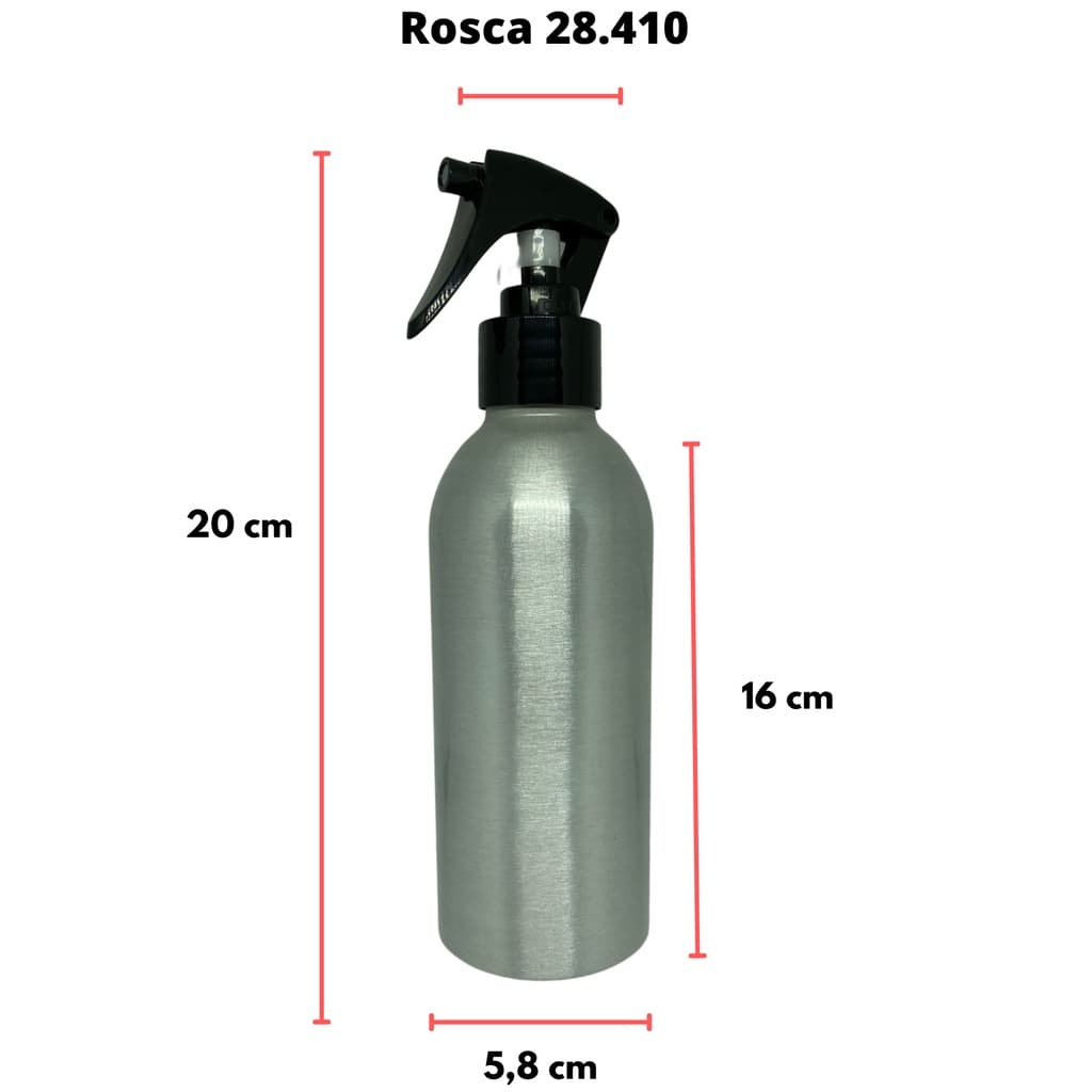 1 Frasco de Alumínio 250ml C/ Mini Gatilho Borrifador