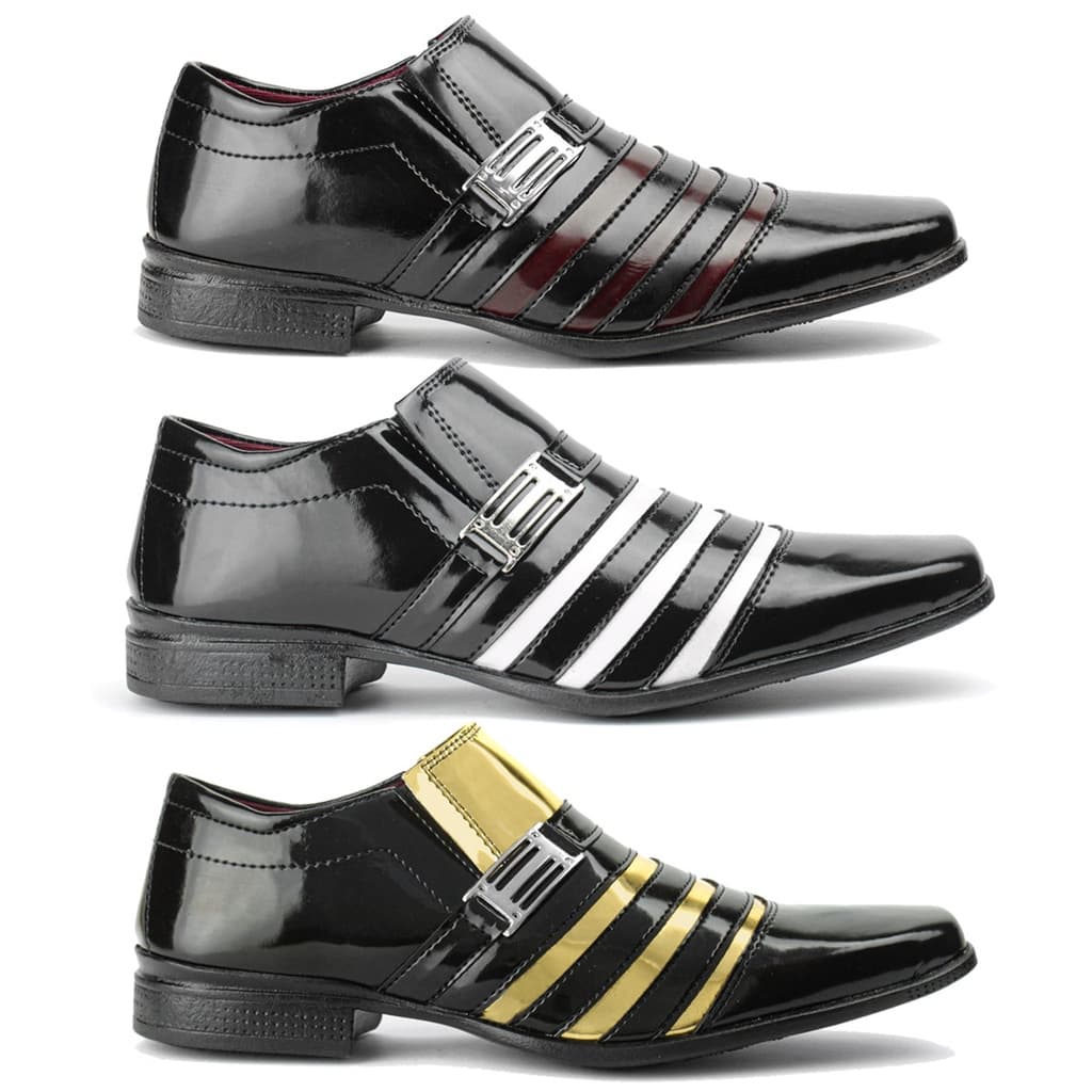 kit 3 pares sapato social masculino colorido estilo evangélico