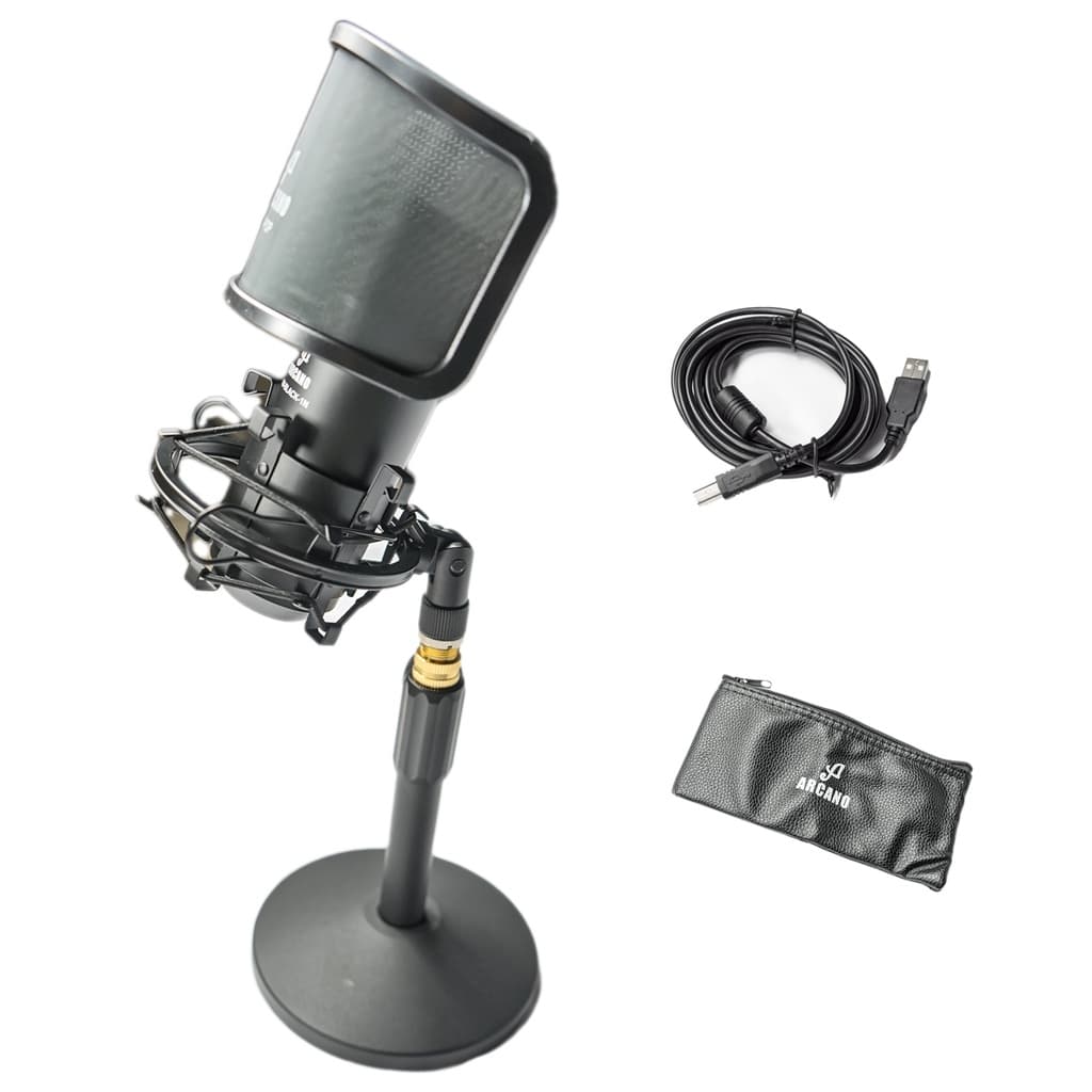 Microfone Arcano Condensador Usb Completo Am-black-1-nkit