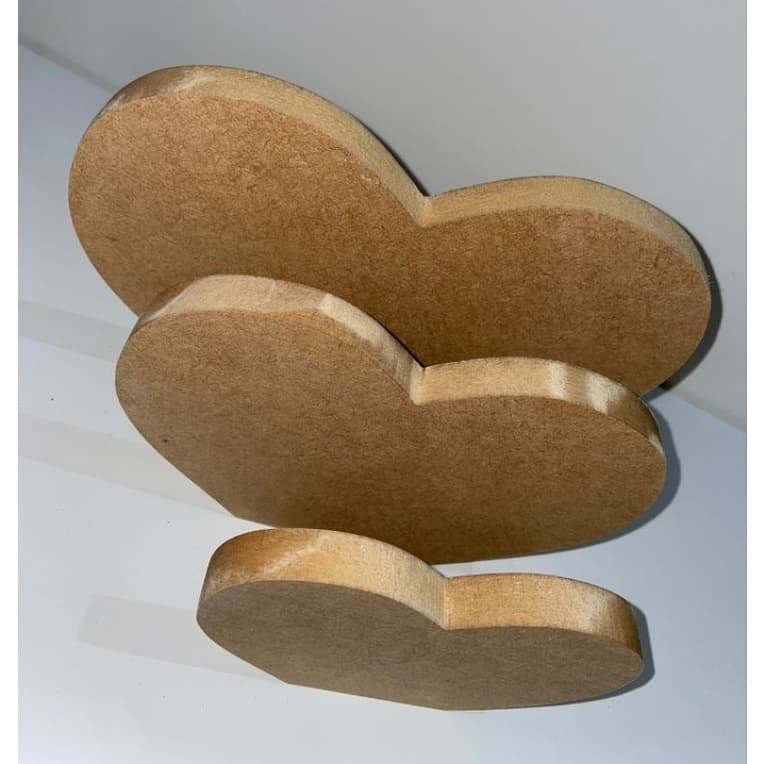 Trio de Meio Corações  Decorativos em MDF – Kit com 3 Peças