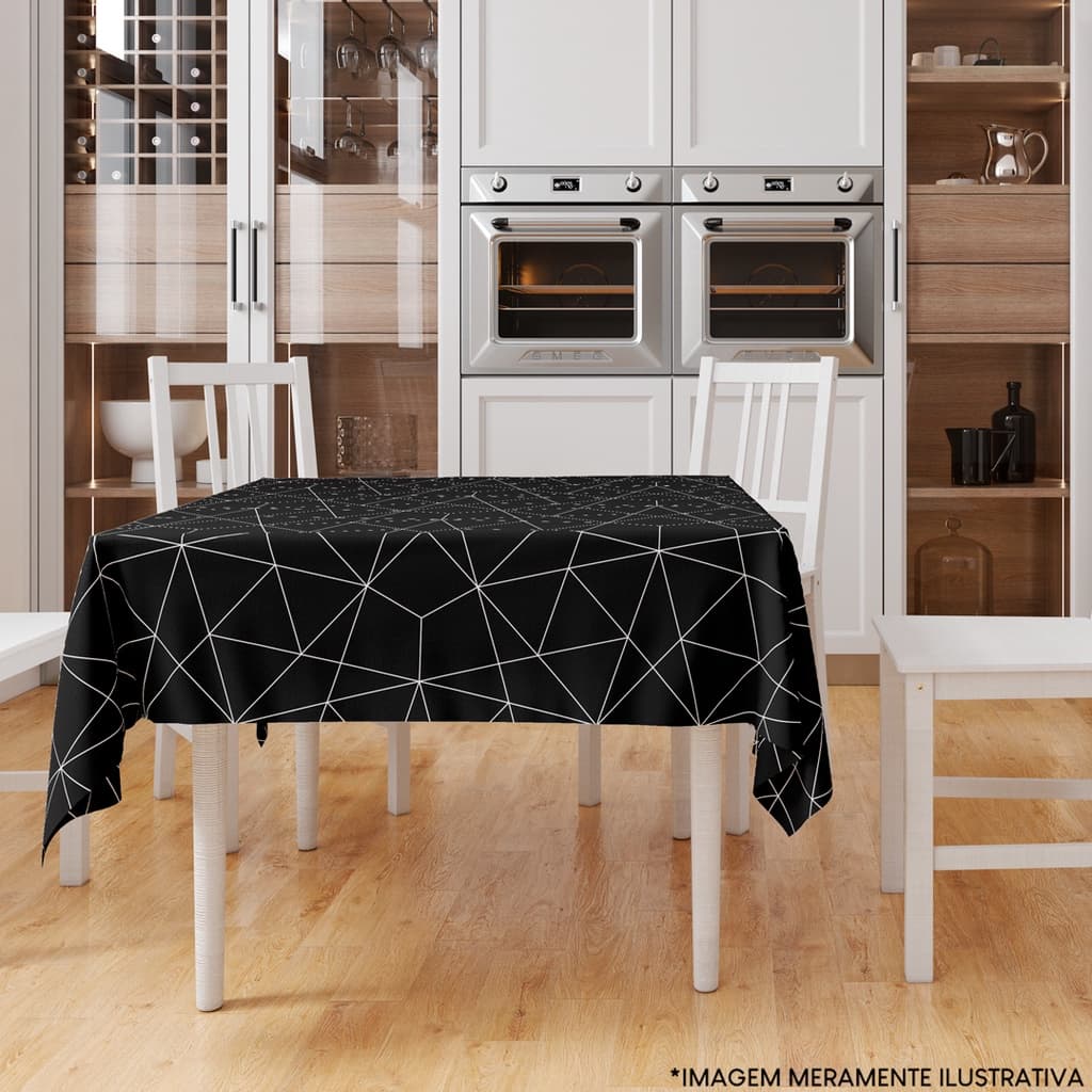 Toalha de Mesa Quadrada Decorativa para 4 Lugares Toalha Preta Dcorô