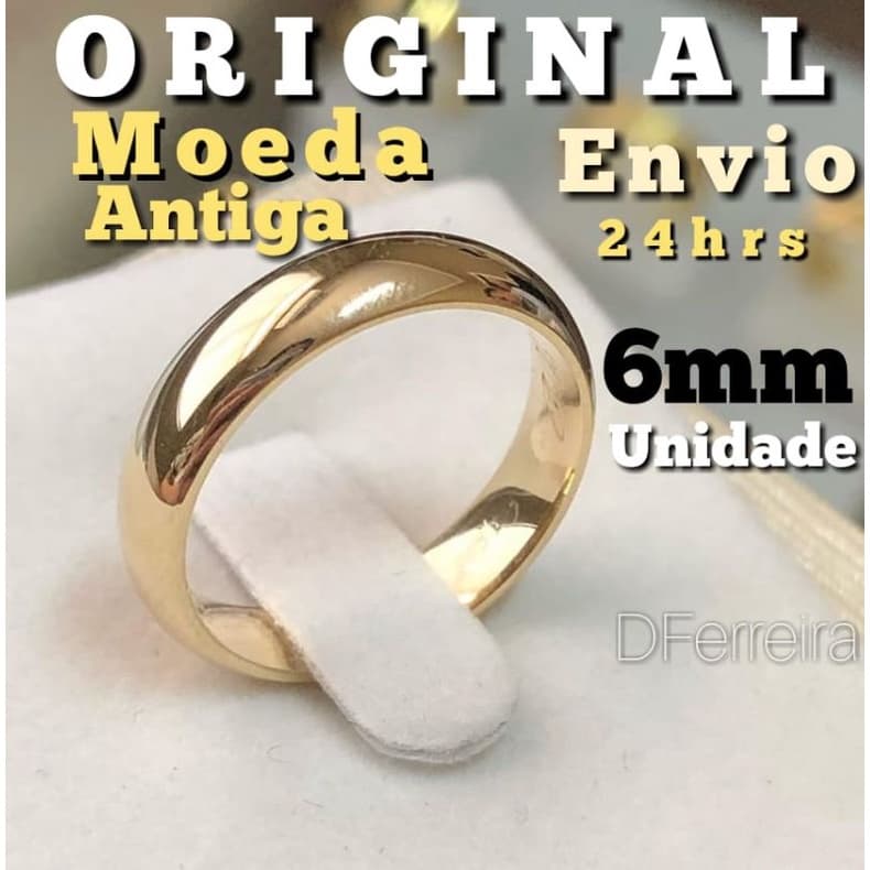 Aliança De Moeda Antiga Original Unidade 6mmv