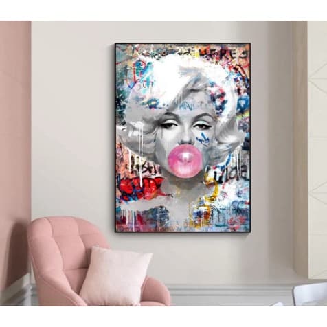Quadro decprativo 1 peça 40x60 moderno abstrato colorido Marylin Monroe para sala