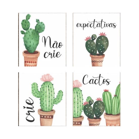 QUADROS DECORATIVOS - CACTOS - 4 Unidades