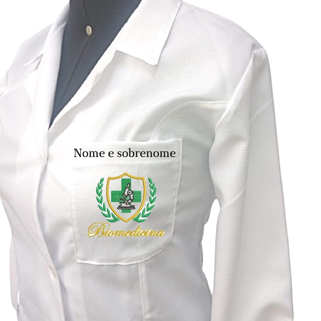 Jaleco Feminino Personalizado Com Bordado Biomedicina
