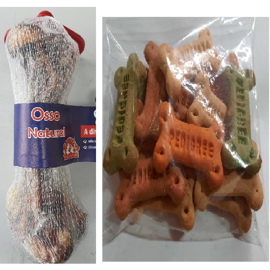 Petisco Biscoito Pedigree Biscrok 100g+ Mordedor Osso Natural defumado