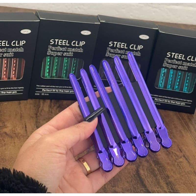 Presilhas de Metal Steel Clip Colorida com 12 unidades.