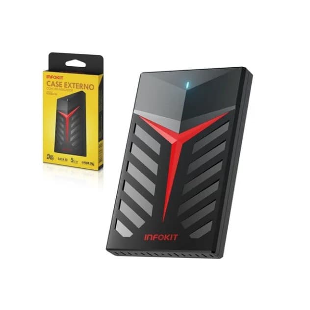 Case para HD 2.5 polegadas SATA III USB 3.0 com LED INFOKIT ECASE-350 / ECASE-450TC