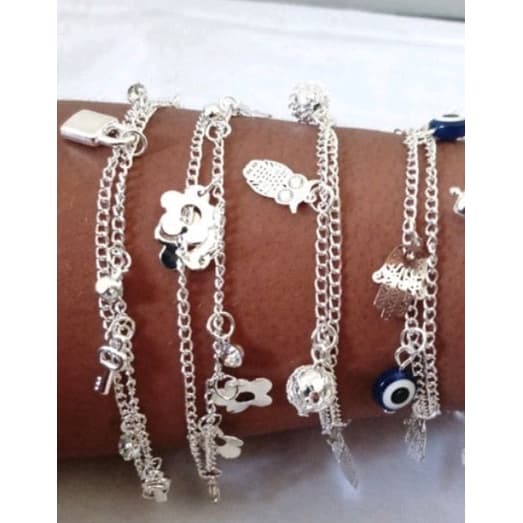 kit Pulseira Feminina Folheadas PRATA DOURADA