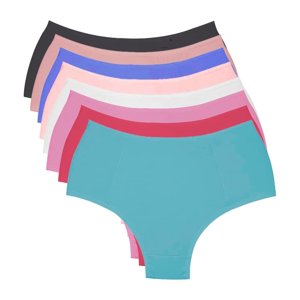 kit 6 calcinhas plus size cós alto em microfibra