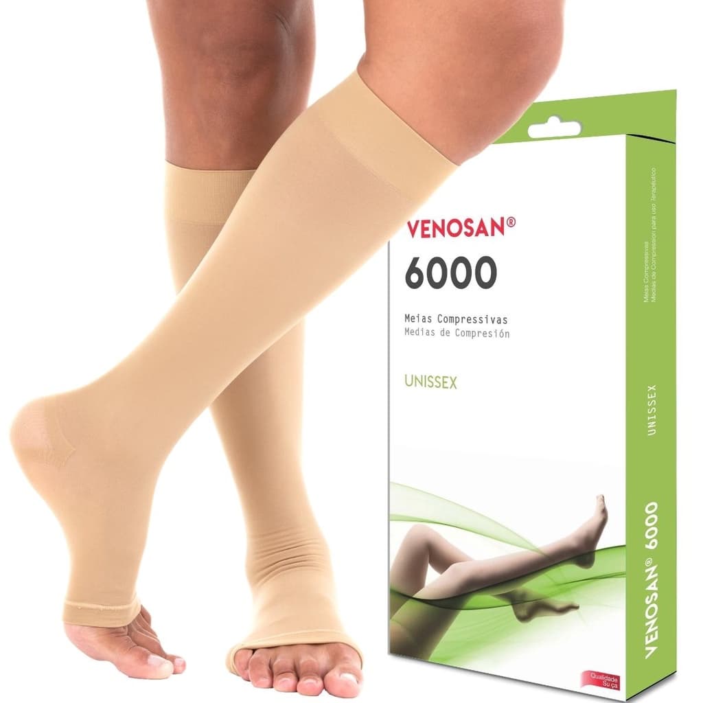 Meia Compressiva Unissex Venosan 6000 20-30 mmHg AD Panturrilha 3/4 Circulação Varizes Original