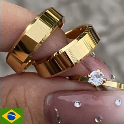 Par de alianças Chanfrada 6mm Moedas antigas Banhado 18k PROMOÇÃOPar de alianças Chanfrada 6mm Moedas antigas Banhado 18k PROMOÇÃO